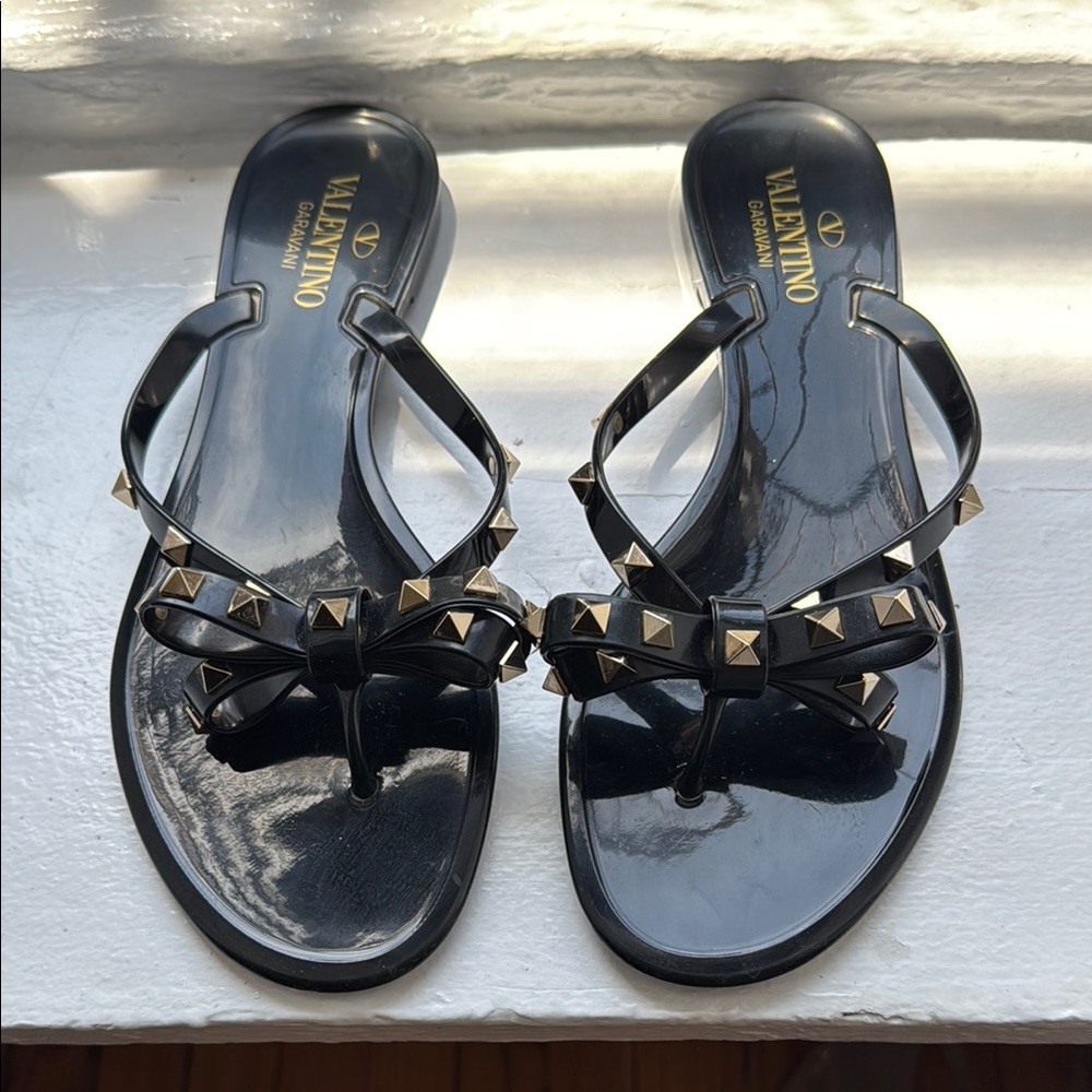 Valentino Women's studded jelly Black Sandals. Fits like size 10 (Size: 41)